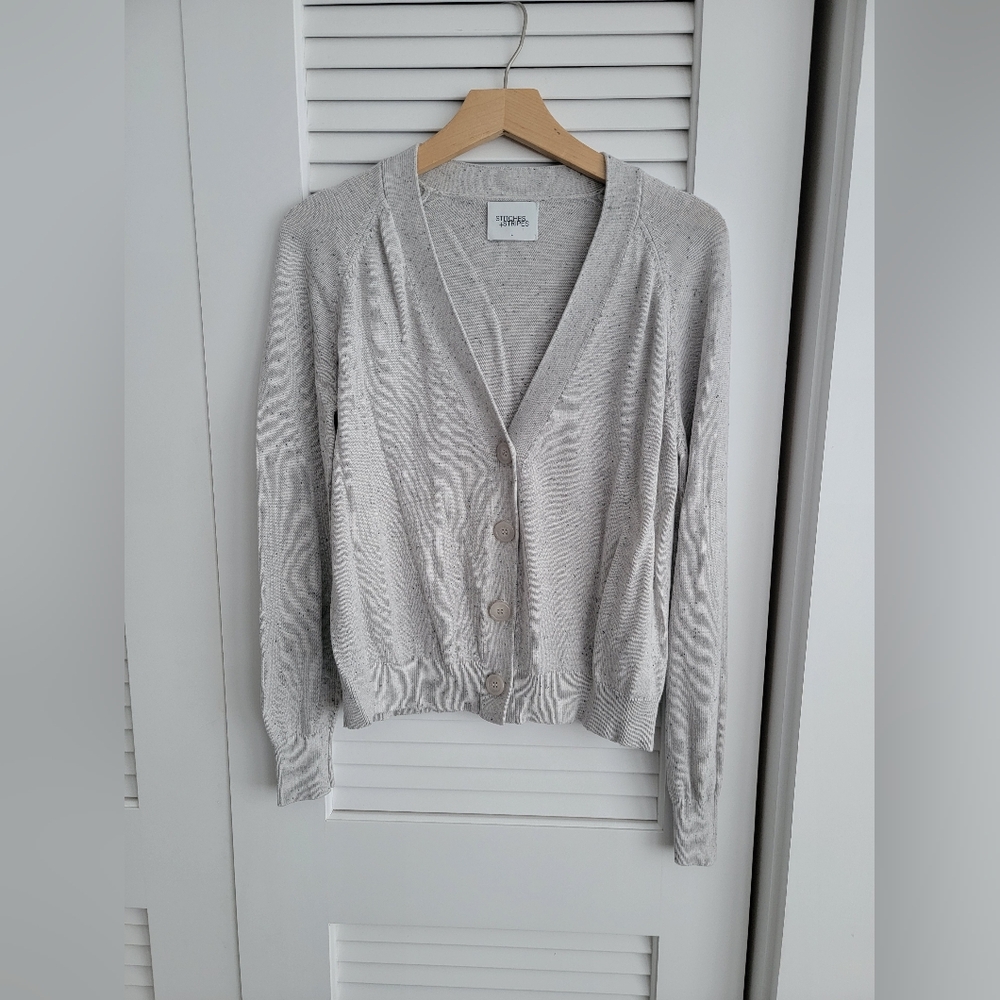 Grey button up cardigan size L